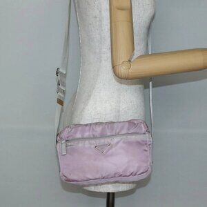 PRADA Shoulder Bag Nylon Pink Silver Auth
